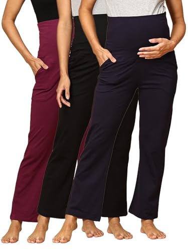 Image of The Mom Store Maternity Track Pants | for Pregnant Women with Ultimate Comfort | Prenatal Yoga Pants | Pre and Post Pregnancy