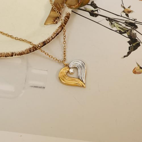 Beach Charm Necklace Heart Crystal, Starfish, Teardrop Crystal Pendant, 14K Gold Plated Chain, Palm Tree Necklace, Ocean Theme Jewelry