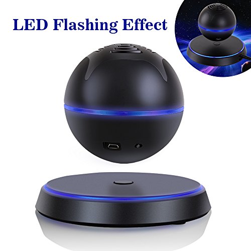 Floating Speaker UPPEL Portable Levitating Floating Bluetooth4.0 Speaker Levitation Maglev Speaker Multicolor LED 360 Degree Rotating Stereo Speaker (Black)