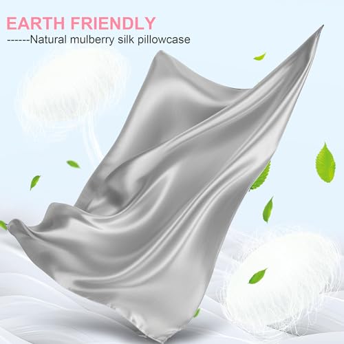 Silk Body Pillow Cover with Zipper, Mulberry Silk Pillow Cases Body Size Ultra Smooth and Soft Breathable Cooling Silk Satin Body Pillowcase for Hair and Skin (20x54 Inches, 1 Pack)