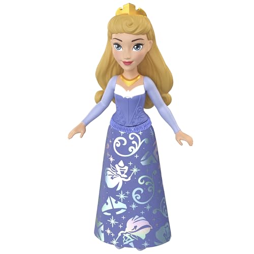 Image of Disney Princess Aurora Posable Small Doll in Shiny Outfit with Removable Skirt, Inspired by Movie