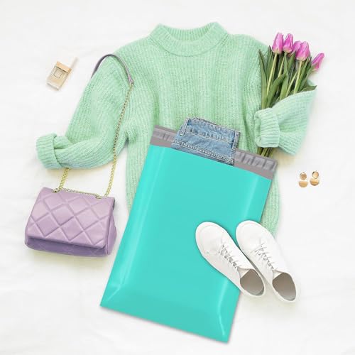 Image of Fuxury Poly Mailers 12x15.5 inch 200pcs,Durable Shipping Bags for Clothing,Teal | Tear-resistant Shipping Envelopes,Self Sealing Mailing Packaging Bag,Waterpoof Polymailers For Business,Boutique & Online