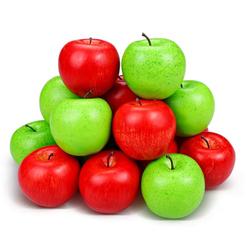 Lorigun 20 Pcs Fausses Pommes, Fruits Artificiels Fausses Pommes Rouges pour la Décoration de la...