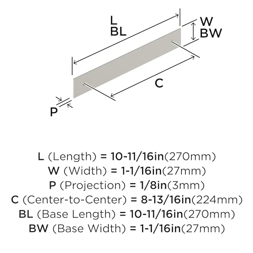 Amerock Maymont 8-13/16 inch (224mm) Center-to-Center Rectangle Satin Nickel Cabinet Pull Backplate, BP37592G10 by Amerock - Image 5