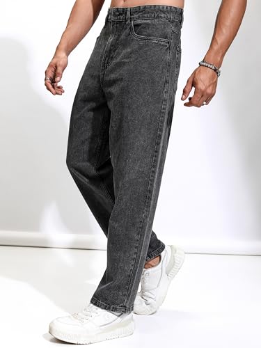 Image of Highlander Men's Loose Baggy Fit Jeans | Mid Rise | Cotton |Relaxed & Trendy | Oversized Silhouette for Comfort| Jeans for Man