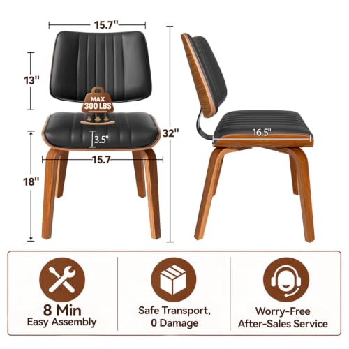 Image of Dining Chairs, Mid Century Modern Chairs for Kitchen, Set of 4, Black