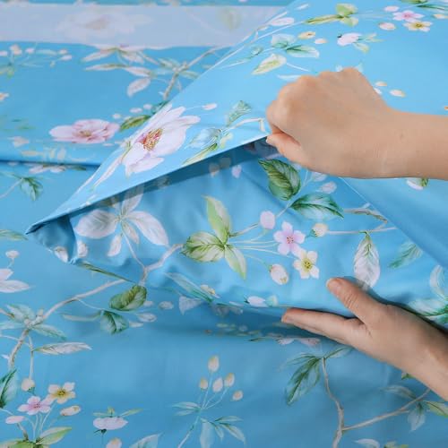 Image of MUXHOMO Queen Size 4 Piece Sheet Set, Soft & Breathable Sheet for Bedroom with Deep Pocket Up to 16 inch, Wrinkle-Free & Cooling Bed Sheet with Flat Sheet, Fitted Sheet & Pillowcases - Magnolia Blossom