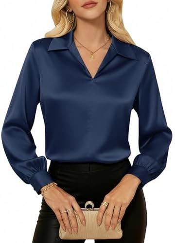 GRACE KARIN Business Casual Tops for Women Satin Silk Blouse Coll...