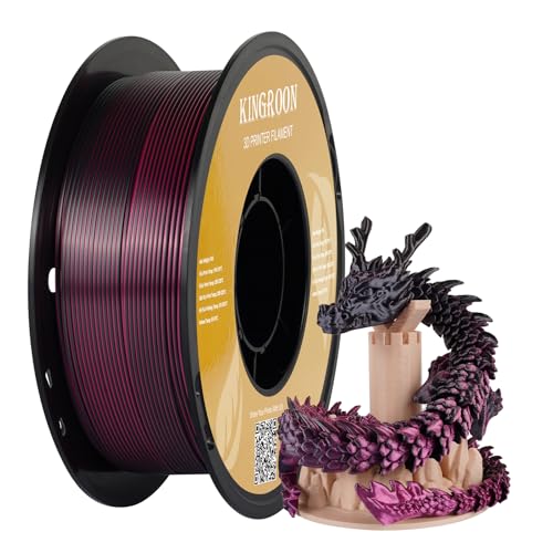 Image of Kingroon PLA 3D Printer Filament, Dual Color Silk PLA Filament, Dimensional Accuracy + /- 0.03 mm, 1kg Spool(2.2lbs), 1.75 mm, Black Red