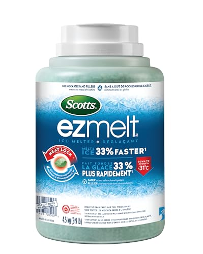 Scotts ezmelt Ice Melter, Salt and Calcium Chloride Ice Melt, Use on Hard Surfaces, Melts Ice Fast, 9.9 lb.