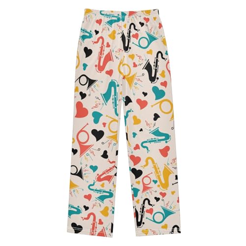 French Horn Music Love Boys Long Pants Soft Trousers Elastic Waist Kids Lounge Bottoms with Pockets S-XL