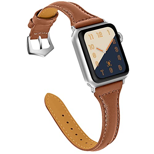 OULUCCI Compatible Apple Watch Band 42mm 44mm 45mm, Top Grain Leather Band Replacement Strap for iWatch Series 7, Series 6, SE, Series 5, Series 4,Series 3,Series 2,Series 1,Sport, Edition