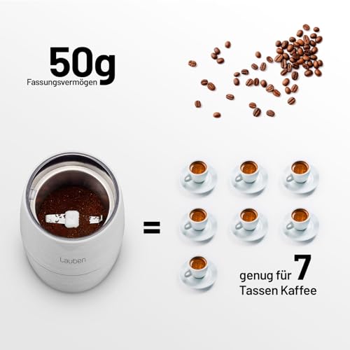 Lauben Grinder 200ST Kaffeemühle Elektrisch, Edelstahlkörper, 200 W, Gewürzmühle, Schlagmesser, Fassungsvermögen 50 g, Vollkupfermotor… – Ansicht 5