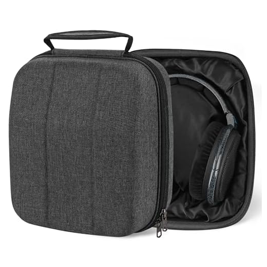 Geekria Shield Case for Large-Sized Over-Ear Headphones, Replacement Protective Hard Shell Travel Carrying Bag with Cable Storage, Compatible with Sennheiser HD660s 2, HD599, AKG K371 (Dark Grey)
