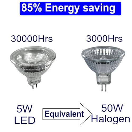 luckmax 5W MR16 12V LED Bulbs,Warm White 3000K,36° Narrow Beam Angle,GU5.3 LED Spotlight,Equivalent 50W Halogen,Track Light,Recessed Light - Image 4