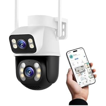 Câmera De Segurança Sem Fio Wi-fi Externa Interna HD 3MP Lente Dupla Giratória Smart IP66 Prova D'água Visão Noturna Infravermelho Chamada de Voz Bidirecional Premium