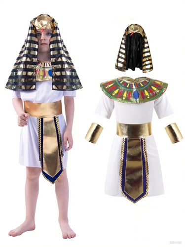 KumSoomliy Egyptian Costumes for Boys Kids Cospaly Costume Ancient Egyptian King Costume for Boys Age 10-11Y