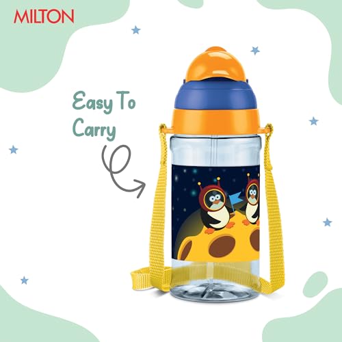 Image of MILTON Smilo 450 Sipper PET Water Bottle for School Kids | Food Grade & BPA Free | Leak Proof & Durable | Easy to Carry Loop | Ideal for Home, School & Office Use, 438 ml, Blue