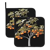 WHJWZY Juego de 2 soportes para ollas, resistentes al calor y duraderas, con diseño de cuerda para colgar, patrón de caquis y caquis
