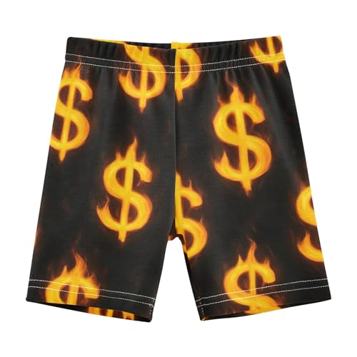 Girls Biker Shorts Toddlers Cotton Shorts for Under Dress Cute Yellow Dollar Signs Black Kids Clothes 4t