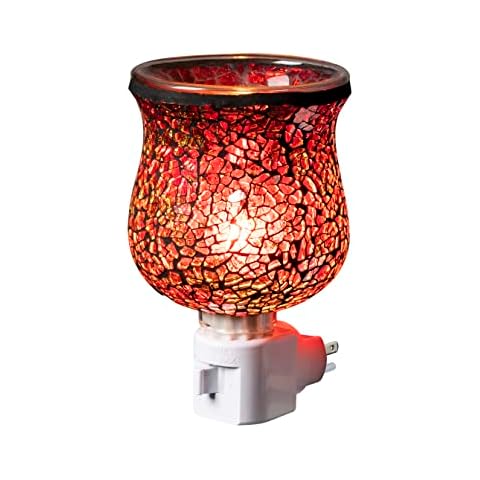 Motifeur Mosaic Glass Plug-in Fragrance Wax Melt Warmer, Decorative Pluggable Night Light (Red) Cover