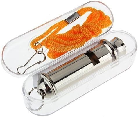 Silver Police Bobby Style Security Metal Whistle for Hike Climb Camp Outdoor with Neck Chain Chain