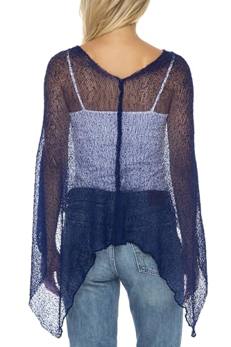 Image of SHU-SHI Womens Sheer Knit Poncho Shrug Lightweight Cover Up One Size Fits Most