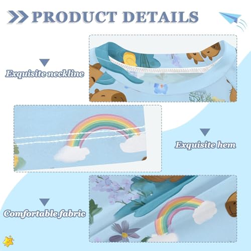 ALAZA Kids Rash Guard Boys Toddler Swim Shirts Short Sleeve Duck Capybara Lovely UPF 50+ 3T3