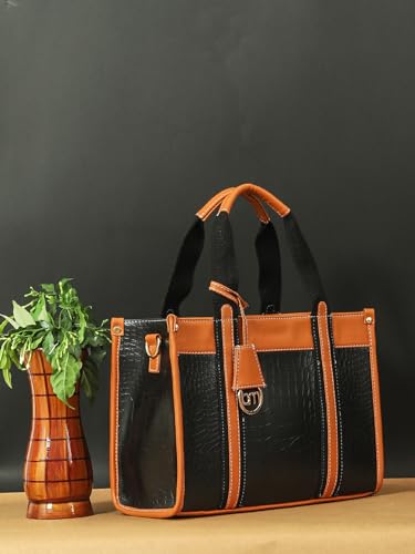 Image of Bagsy Malone Stile Eterno Tote-Croco Black & Tan