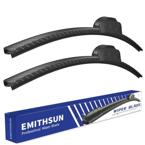 Image of OEM QUALITY 26 inch + 22 inch Premium All-Seasons Durable Stable And Quiet Carbon Fiber Silver Windshield Wiper Blades (Set of 2)