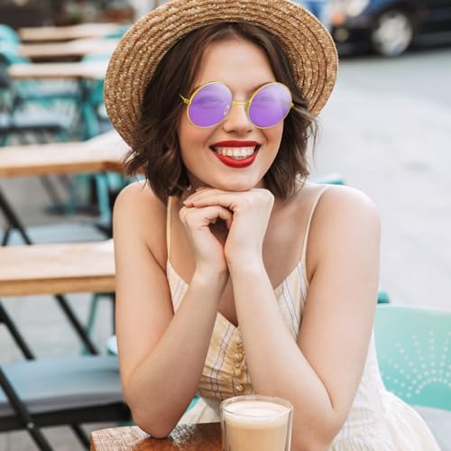 Bouboni X2019BBJYB-4-HUNS-A Pairs Hippie Sunglasses 4 Colors Round Hippie Glasses 60S 70S Outfits Groovy Party Decorations Sunglasses thumb #4