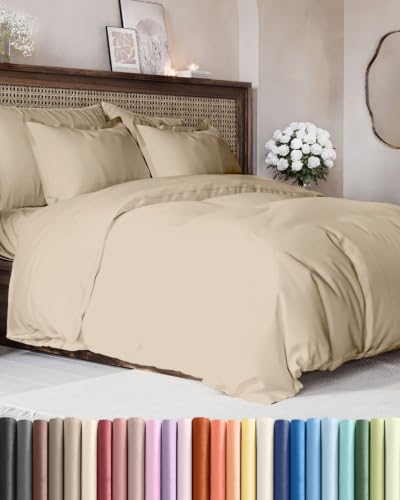 Image of Duvet Cover Queen Size - Extra Soft 3 Piece with Zipper Closure - Cream