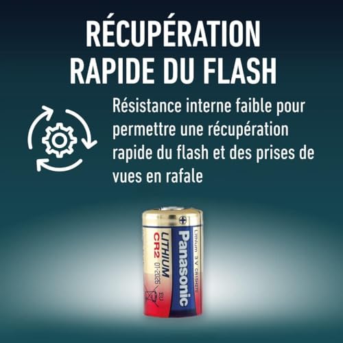 Pile CR2 Lithium Panasonic 3V : lot de 5 piles pour télémètre et flash - 4