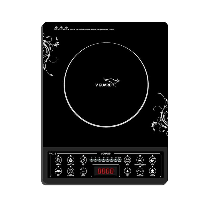 V Guard VIC 150 Induction Cooktop with Touch Panel, 2000W, 24 Hou...