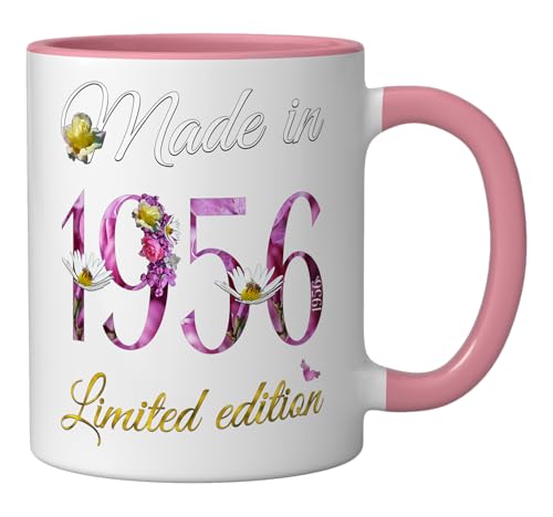 Taza de cerámica 11 oz cumpleaños 70 años estilo floral miniatura 2