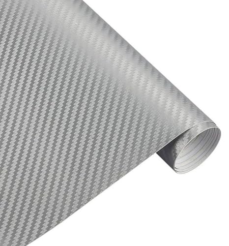 Image of WISDOM 3D White Carbon Fiber Vinyl Wrap Adhesive Sheet Roll Vinyl Sticker for Cars Auto and Motorcycle DIY, Decoration Crafts (12 inchx480 inch)
