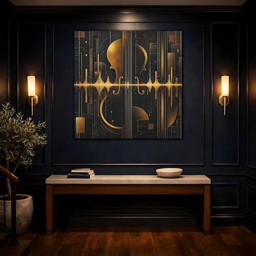 Tableau violon abstrait noir et or pour habiller un mur vide - 4