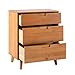 Walker Edison Sloane 3-Drawer Groove Handle Solid Pine Wood Dresser, 36 Inch, Caramel