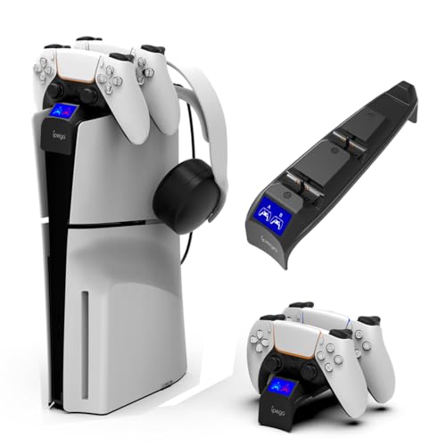 P5 Slim Controller Ladestation, Duales Schnelllade-Dock für PS5 Slim 2023 Konsole Controller Ladestation, LED-Ladegerät für PlayStation 5 Slim Zubehör
