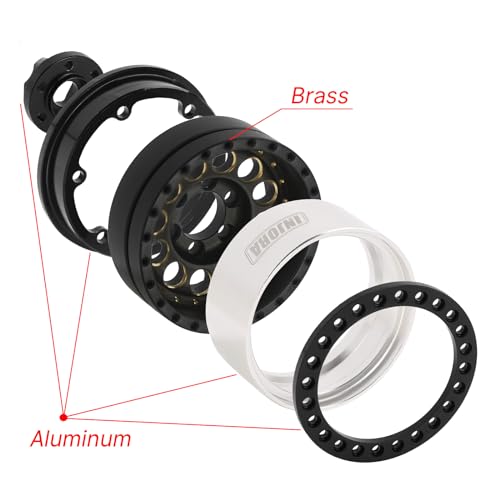 INJORA 1.9 Beadlock Felge - 153g Super Heavy Messing & Aluminium Deep Dish Felge für 1/10 RC Crawler SCX10 TRX4 VS4-10 Gen8,Schwarz