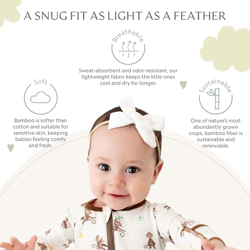 Image of Bamboo Little Soft Baby Footie Pajamas, Baby Clothes, Newborn Sleepers, 95% Viscose and 5% Spandex, 0-24 Months