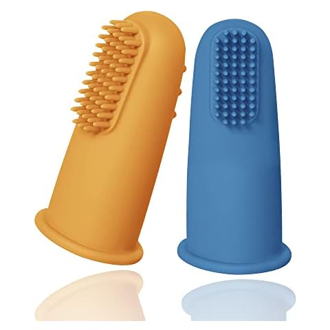 Baby Finger Toothbrush,Baby Toothbrush, 2 Pack Food Grade Baby Finger Brush Set, Finger Toothbrush Baby,Tooth Cleaner for Infant &Toddlers 0-2 Years Cover