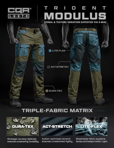 Image of CQR Men's Flex Ripstop Tactical Pants, Water Resistant Stretch Cargo Pants, Lightweight EDC Hiking Work Pants