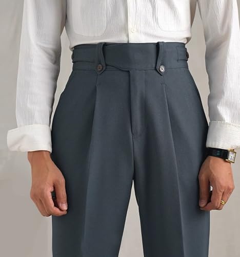 Men's Silm Fit Pant Straight Suit Modern Business Flat Front Expandable Dress Pants for Men2