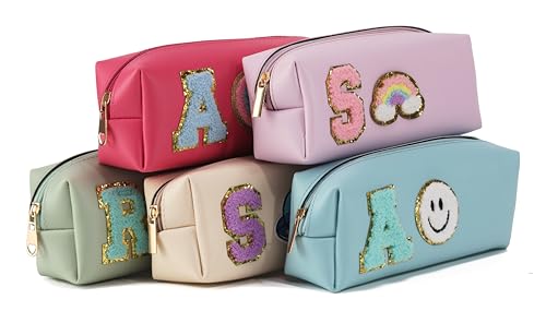 Image of AICA Personalized Embroidered Alphabet & Patch - Pencil Pouch (DarkPink) | Pencil Box Pouch for Kids Girls Boys | Gift for Kids Girl Boy |Birthday Return Gift