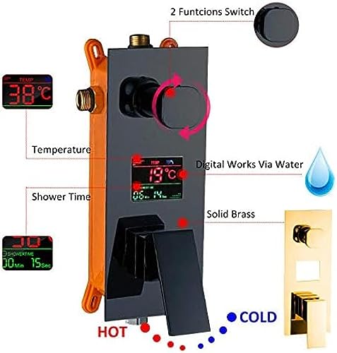 Douche à effet pluie mitigeur encastré et colonne de douche numérique LED