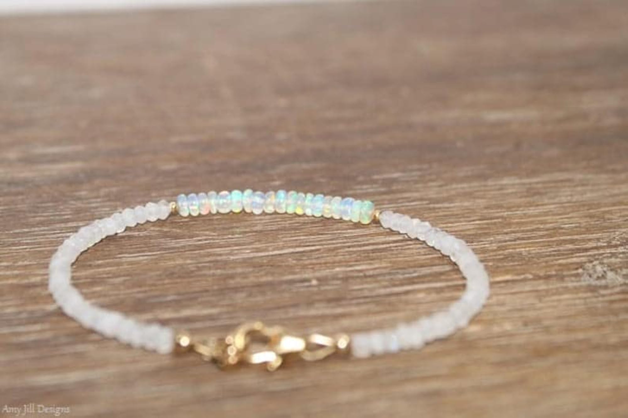Ethiopian Opal & Moonstone 3-3.5mm Bracelet, Unisex Healing Gift