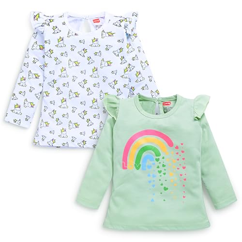 Image of LuvLap Baby Girls 100% Cotton Full Sleeve Girls Top, Pack of 02