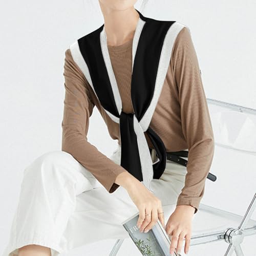 Women Sweater Shawl Wraps Y2K Knitted Tie Up Knotted Shoulder Cape Casual Travel Scarf Tops Trendy Streetwear3