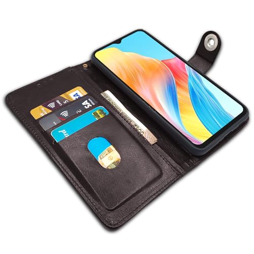 Image of Pikkme Oppo A38 4G / Oppo A18 4G Flip Cover Leather Finish | Wallet Stand and Shock Proof | Inside TPU with Card Pockets | Complete Protection Button Flip Case (Coffee)